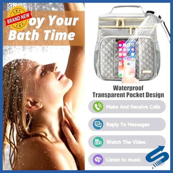 Large Hanging Travel Toiletry Bag Water Resistant Shower Caddy Dorm Essentials - Picture 3 of 7